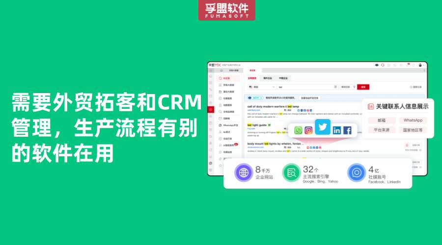 需要外貿拓客和CRM管理，生產流程有別的軟件在用